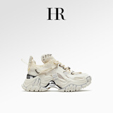 HR赫莲娜【液态金属】老爹鞋2025新款女鞋真皮网面透气休闲小白鞋 米白色（透气网面款） 36