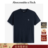 ABERCROMBIE & FITCH男装女装情侣装 经典小麋鹿圆领宽松短袖黑色多色T恤KI124-9135 藏青色 M  (180/100A)