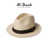 Mr DUCK秀场同款 纯手工编织防晒草帽 白色巴拿马帽 男女礼帽 大檐遮阳帽 MS186108-卡其色 （经典款小边） XL(61cm及以上，特大头围才拍)