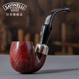 沙芬（SAVINELLI）【七夕礼物】意大利珍藏石楠木烟斗干燥传统弯式叼斗百年实木楠木 【614型 光面军插升级斗 可热插拔】5星推荐