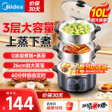 美的（Midea）电蒸锅蒸锅 多用途锅电煮锅 炖蒸煮一体自动断电 电火锅电热锅3层大容量不锈钢带蒸笼电锅多功能 10L 大容量26cm口径丨ZG26EASY401