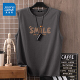 真维斯（Jeanswest）运动背心男夏季新款纯棉舒适透气吸汗外穿宽肩打底衫日系无袖汗衫 深灰（行吧中标） L (175) (收藏加购优先发)