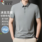 啄木鸟（TUCANO）短袖T恤男夏季无痕冰丝翻领POLO衫透气速干时尚上衣男装 浅灰XL