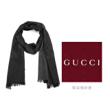 GUCCI 古驰围巾 女士经典双G印花羊毛围巾 信封袋款 炭黑色 165904 3G646 1100