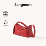 Songmont挂耳系列屋檐包mini设计师款头层牛皮通勤斜挎hobo包 开运红 现货