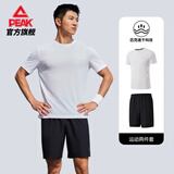 匹克速干运动套装男夏季跑步休闲羽毛球服透气两件短袖短裤男DF152001