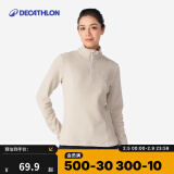 迪卡侬（DECATHLON）保暖户外抓绒衣外套男女运动宽松秋摇粒绒外套冲锋衣内胆 女款-半拉链-淡咖色 S