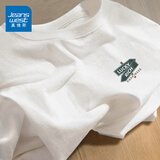 真维斯（Jeanswest）圆领纯棉T恤男简约有型精梳棉舒适透气日常健身跑步宽松五分袖 白#小木牌 L