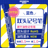 斑马牌（ZEBRA）YYTS5蓝色油性记号笔防水粗细双头速干笔学生美术绘图画勾线签字笔高颜值办公文具 1支