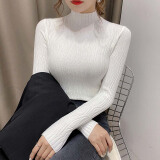 哥瑞美 打底衫女秋冬季新款长袖内搭T恤女装半高领毛衣女上衣修针织衫 白色 均码