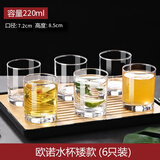 VTyee加厚耐热玻璃杯泡茶杯牛奶果汁杯大号啤酒杯圆形直身杯威士忌酒杯 直身杯圆矮220ml 6只装