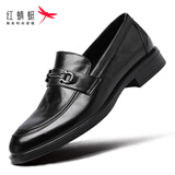 红蜻蜓男鞋子商务正装休闲鞋男士舒适轻质乐福皮鞋男WLA150291黑色42