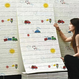 法丽达2025新品墙纸自粘3d立体墙贴纸卡通儿童房装饰板卧室泡沫砖墙隔热 小汽车-孕婴可用-无异味强胶 宽70厘米*5米长贴3.5平方