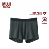 无印良品（MUJI）男式 莱赛尔 前封口 平角内裤 裤头四角裤 深灰色 1条 M （170/80A）