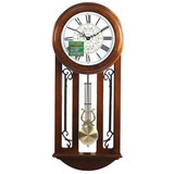 丽声（RHYTHM）报时挂钟木制欧式静音挂表客厅装饰时钟表挂墙61.3cm CMJ547NR06