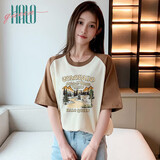 Halo Queen短袖T恤女夏季韩版植物印花半袖女装潮流上衣女H143T1410