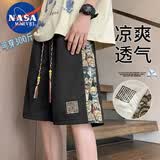 NASA MARVEL短裤男士夏季透气直筒五分裤大码中青年国风休闲运动裤 黑色  8XL