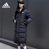 阿迪达斯（adidas）羽绒服男装女装 春季新款户外防风运动服连帽保暖外套长款羽绒服 情侣款-黑色-主推款 S