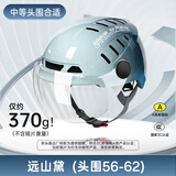 蓝极星超轻骑士头盔电动摩托车透气头盔夏季男女头盔轻便半盔夏日清凉盔新国标3C认证A类 远山黛L【中头围56-62cm】 标配透明短镜