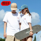 燠阳彩色精梳棉纯棉短袖t恤男女同款时尚宽松显瘦女装舒适情侣装衣服 纯棉白色左胸china L 【110-125斤】