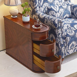 宝宾仕实木曲面边几美式沙发储物边桌欧式简约边柜客厅小茶几电话几角几 樱桃色 双抽屉61CM*27.5CM*61CM 