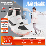 Skechers斯凯奇男女童棉鞋儿童雪地靴冬季厚实保暖中帮大童二棉鞋8701648L 女童-白色-黑色-粉红色-WBPK 35