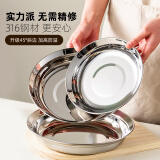 onlycook316不锈钢盘子 食品级餐碟 子家用备菜盘 圆盘餐盘餐具 16cm