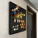 秀艾迪磁吸小黑板冰箱贴展示板装饰挂式绿板家用磁铁置物架谷子吧唧收纳展示架吸磁性白板软木板双拼摆摊 黑色 30*45cm