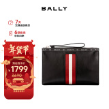 巴利（BALLY）礼物男士黑色时尚条纹牛皮手拿包男包手包 6235420