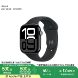 Apple/苹果 Watch Series 10 智能手表GPS+蜂窝款46毫米亮黑色铝金属表壳黑色运动型表带S/M MWYJ3CH/B