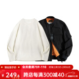 马登工装 美式复古MA-1飞行员夹克休闲棒球服短款外套春秋男潮痞帅 黑色MA1+米白长T XL