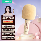 索爱（soaiy）MC73 AI版蓝牙无线麦克风电视K歌话筒音响音箱一体麦克风手机直播家用KTV麦克风话筒 油彩白