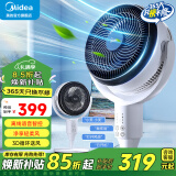 美的（Midea）电风扇 空气循环扇家用立式遥控落地扇涡轮换气扇循环对流3D摇头电扇轻音低噪大风力节能风扇 GAH24LIKE【语音智控 抑菌滤网】