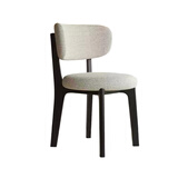 致喜北欧实木餐椅家用简约餐桌椅奶油风靠背座椅软包椅子久坐舒服餐椅 黑色实木框架-米白色棉麻布
