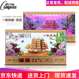 康巴丝（Compas）数码万年历电子钟夜光历3D立体浮雕挂钟创意时尚客厅日历挂墙 3D浮雕一帆风顺百花 47英寸蓝牙款120*60厘米