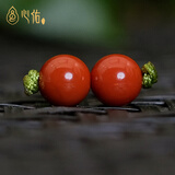 心佑天然南红单珠 老型桶珠散珠小金刚108颗配饰星月菩提百香籽腰顶珠 南红满肉圆珠·5mm对珠