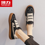 回力女鞋帆布鞋女秋季学生一脚蹬懒人休闲平底板鞋时尚百搭情侣运动鞋 黑米棕 【元气配色】 37