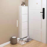 毕威尔超薄鞋柜15cm极窄楼道门口入户柜玄关翻斗收纳柜鞋架落地一体靠墙 400宽四层-白色