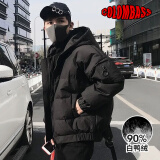 Colombass羽绒服男冬季新款潮牌短款男士加厚冬装外套韩版宽松连帽羽绒衣 黑色 L