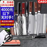 CAEO日本大马士革钢菜刀厨刀切肉片刀不锈钢刀具家用德国厨师厨房套装 9件套日本钢【送】菜板+座+石+剪