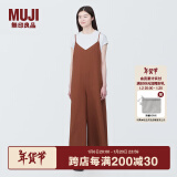 无印良品（MUJI） 女式 易干弹力泡泡纱 背带裤 女装夏季连体裤吊带BC2JRA4S 砖红色 L （165/88A）