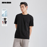 利郎液氨短袖t恤男纯色圆领25夏季打底男T恤 黑色 XL175/92A 