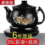 康雅顺 煎药壶全自动无釉壶中药壶电煎药养生锅熬药壶分体式药罐电砂锅陶瓷煎药器药煲 D5L彩壶+底座(壶内上釉款)