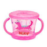 NUBY（努比）宝宝零食杯婴儿零食碗幼儿防泼洒带盖便携手柄儿童辅食盒 桃红小狗