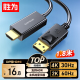 胜为（shengwei）DP转HDMI转接线 4K高清1.2版 DisplayPort转HDMI视频线 电脑接电视显示器转换器线1.8米ADH1018G