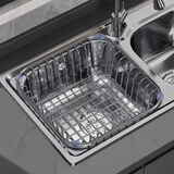 玖都龙 厨房水槽沥水架沥水篮304不锈钢水池洗菜盆滤淘篮洗碗池置物架 加粗款【A6】