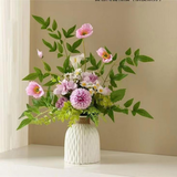 MPPMCK轻奢ins风仿真花艺术摆件仿真绿植年轻人桌面插花花艺装饰品 浪漫紫雾花束+白色花瓶