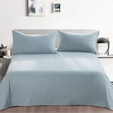 黄河口老粗布黄河口老粗布三件套纯棉全棉加厚纯色格子单人床单双人床单三件套 天蓝灰 1.8/2.0m床三件套（1床单+2枕套)