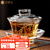 金镶玉 玻璃茶杯 玻璃盖碗 高硼硅耐热防爆泡茶碗 三才盖碗±150ml