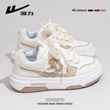 回力冬季新款女鞋厚底板鞋女加绒时尚棉鞋 J575Z 白/卡其 37